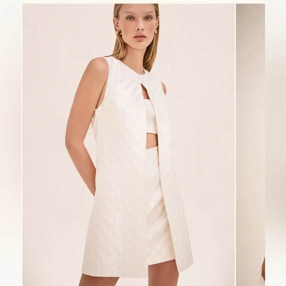 Alexis Asha Dress -Size Medium, ivory jacquard - Picture 3 of 6